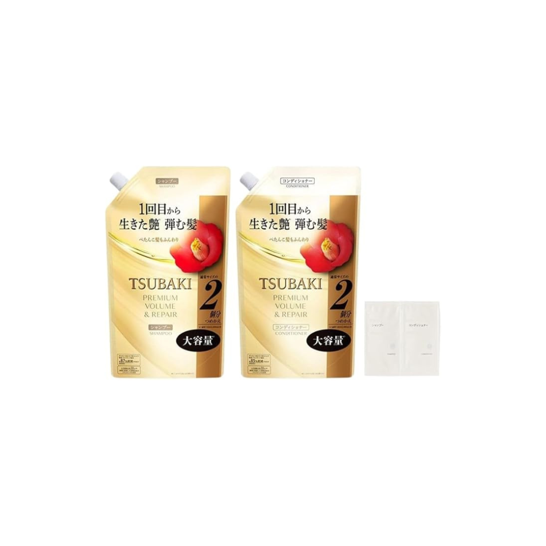 TSUBAKI Premium Volume & Repair Shampoo Refill, 20.3 fl oz (600 ml) & Hair Conditioner Refill, 20.3 fl oz (600 ml)