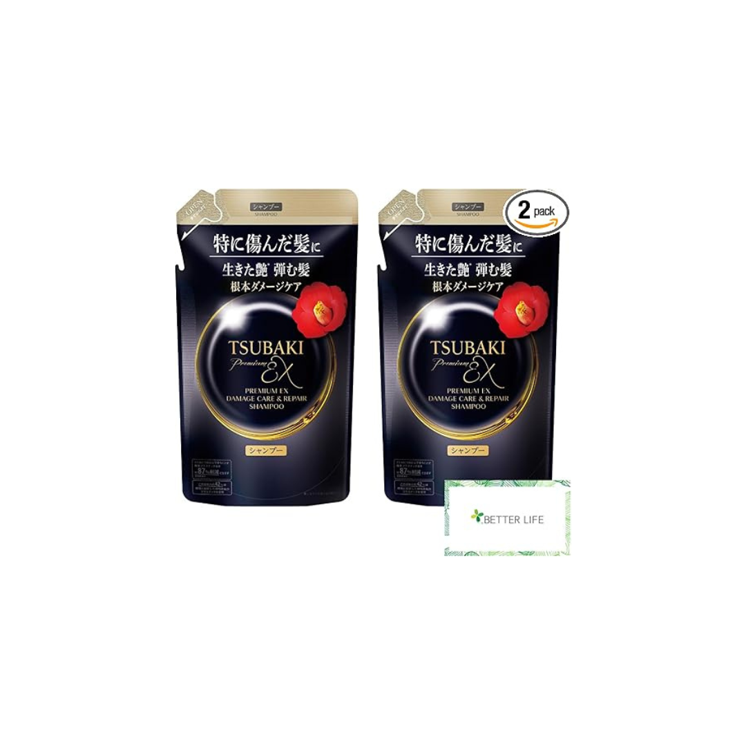 TSUBAKI Premium EX Intensive Repair Shampoo, Refill, 10.1 fl oz (300 ml) (2 Pieces)