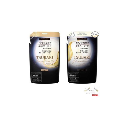 TSUBAKI Premium EX Intensive Repair Shampoo & Conditioner Refill Set, 11.2 fl oz (330 ml) Goodys Original Daily Necessities Sample Included