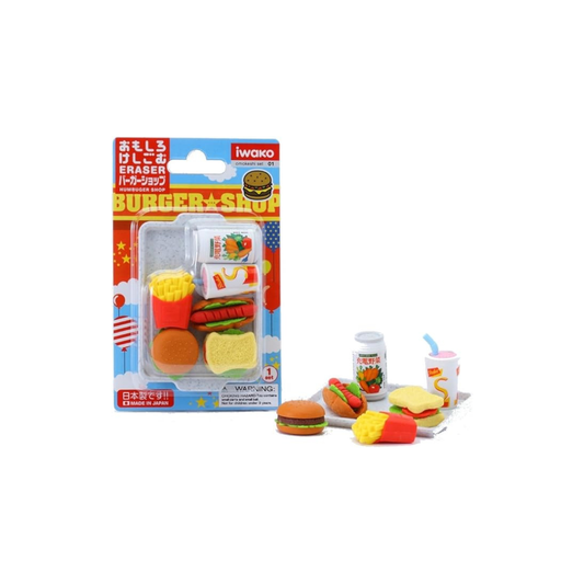 Iwako Burger Shop Eraser, 10-Piece Blister Pack, SCER961099