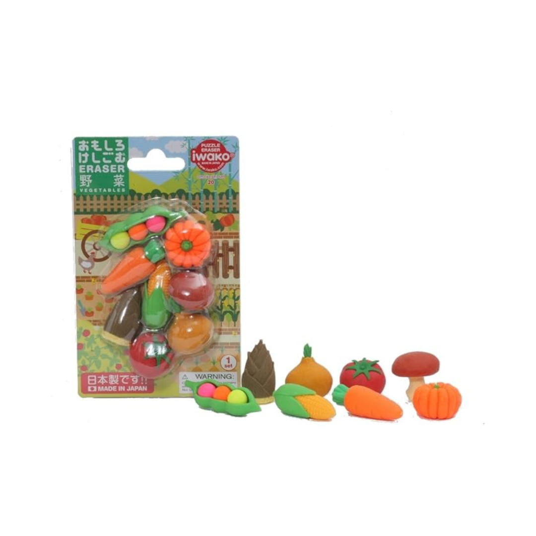 Iwako Vegetable Eraser, 10-Piece Blister Pack, SCERBRI023