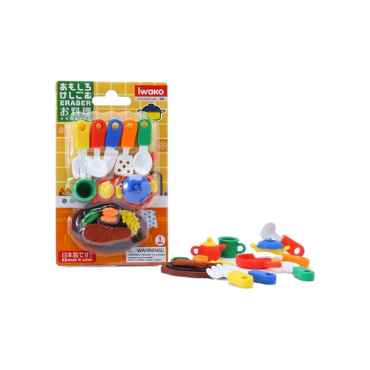 Iwako Eraser, Cooking Style, 10-Piece Blister Pack, SCER981028