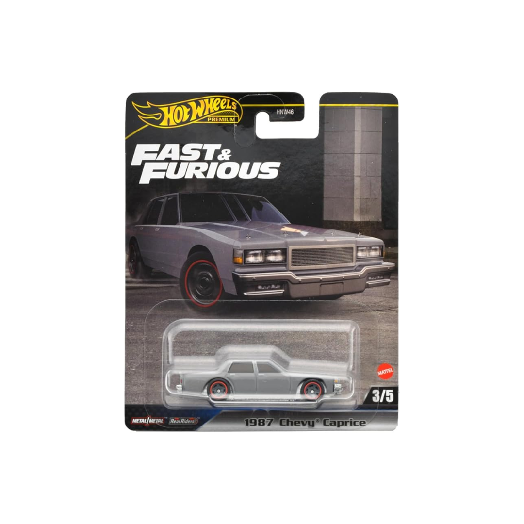 Hot Wheels Fast and Furious - 1987 Chevy Caprice Ride on Toy Minicar 3 Years Old Gray HRT98