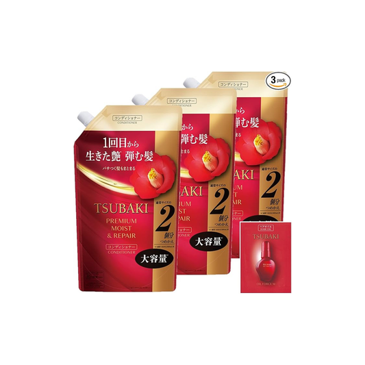 TSUBAKI Conditioner Refill, 20.3 fl oz (600 ml) x 3 + Special [Premium Moist & Repair] Glossy, Oil Force, Moisturizing, Bulk Drying, UV Ray Visit the ツバキ(TSUBAKI) Store