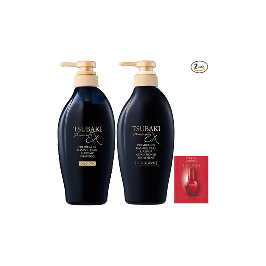 TSUBAKI Shampoo Treatment Set Bottle + Free [Premium EX Damage Care & Repair] Damage Oil Force Repair Smooth Damage Perm Color