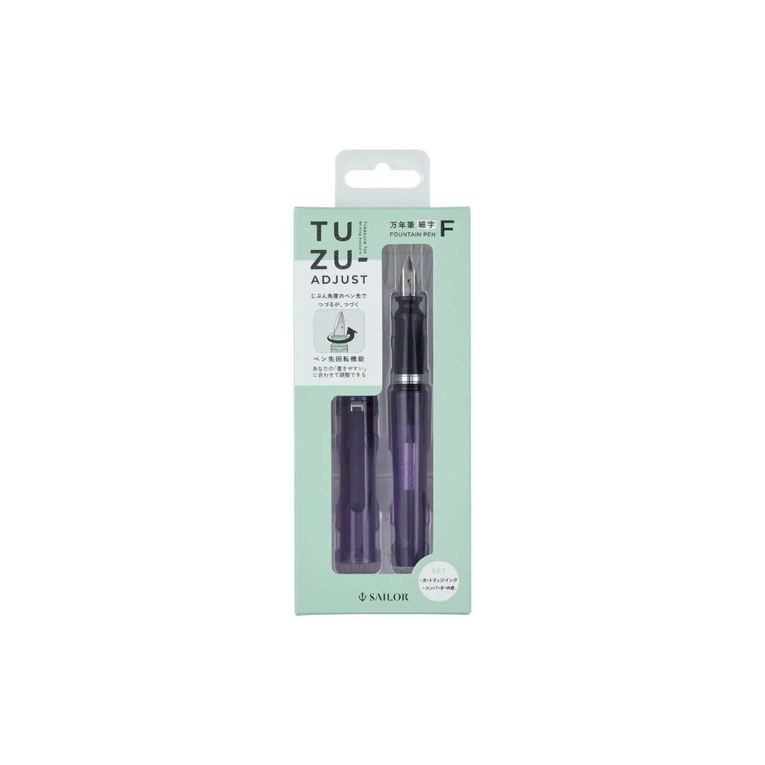 Sailor Fountain Pen, TUZU ADJUST Fountain Pen, Beginner, Everyday Use, Self Packaging, Clear Violet, Fine Point, 12-0541-250