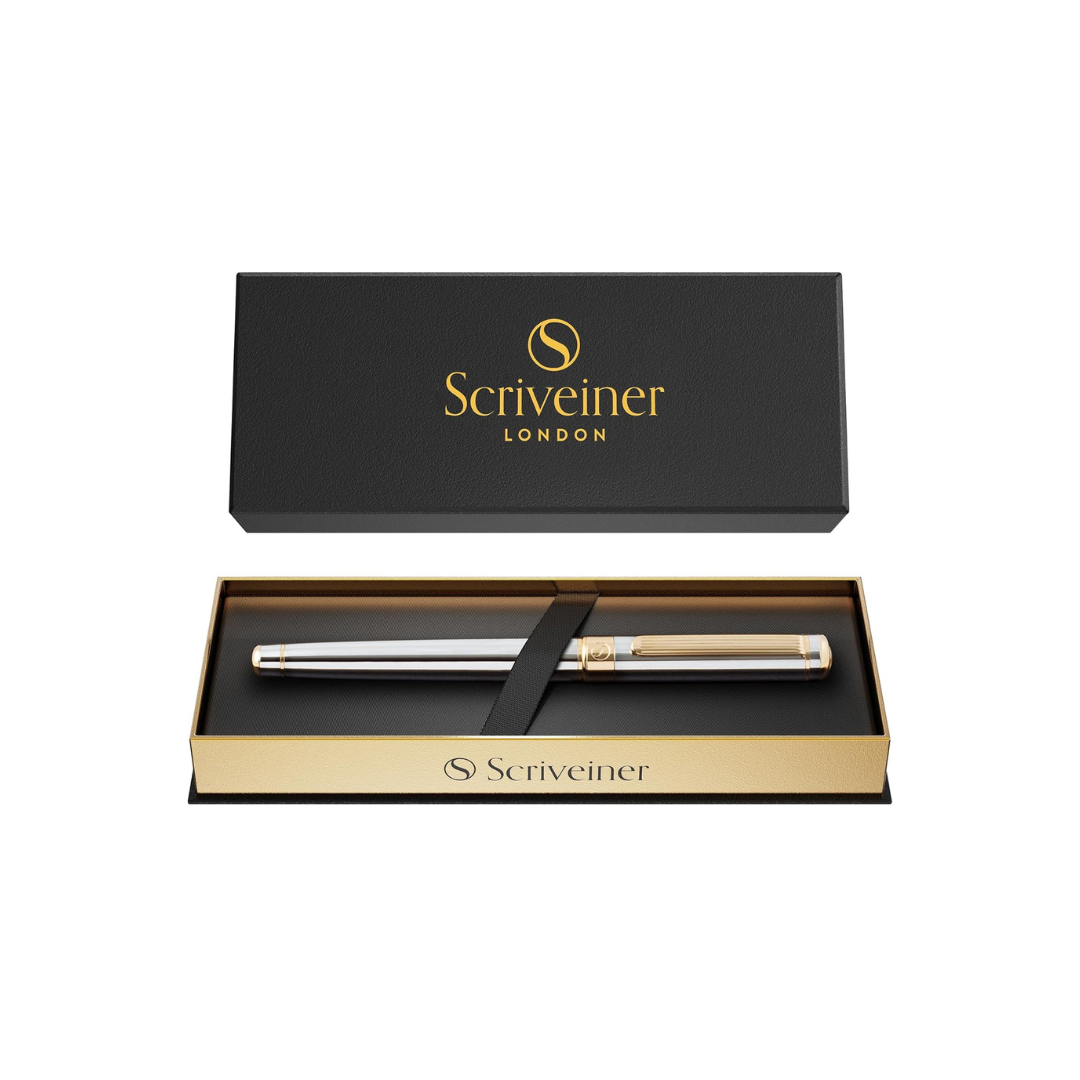 Scriveiner Silver Chrome Rollerball Pen Premium Rollerball Pen (Silver Chrome)