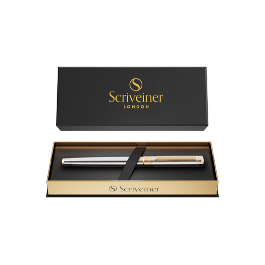 Scriveiner Silver Chrome Rollerball Pen Premium Rollerball Pen (Silver Chrome)