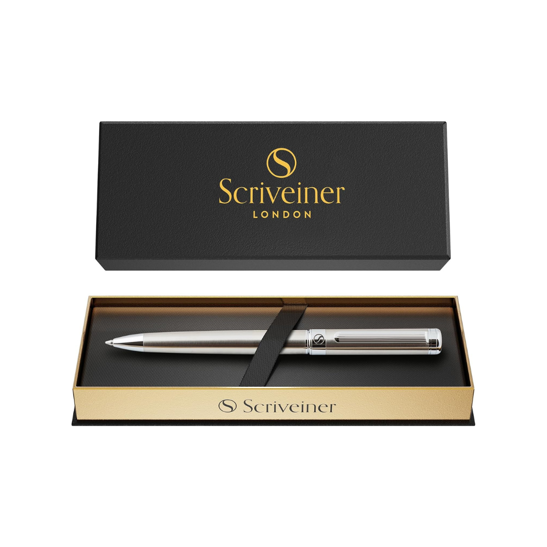 Scriveiner Stainless Steel Ballpoint Pen Executive, Best Ballpoint Pen Gift Set for Office, Nice Pen