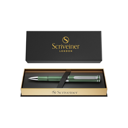 Scriveiner Green Ballpoint Pen, EDC Luxury Pen, Gorgeous Heavy Feel, Nice Chrome Finish Pocket, Comfortable Writing Pen, Best Gift for Men and Women, Made in Germany by Schmidt Refill Nice Office