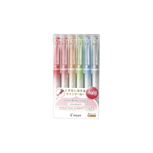 Pilot SFL60SL6CN Erasable Highlighter, Frixion Light, Natural Color, 6 Colors