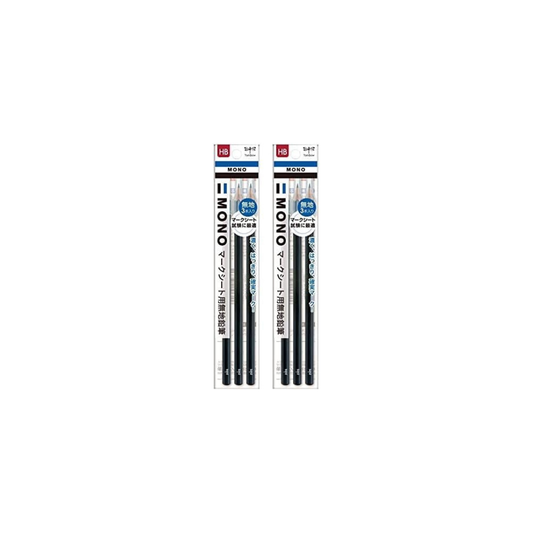 TOMBOW Pencils for MONO Mark Sheets (Plain Pencils for Exam and Test), 3 Pieces (With Caps) ACA-312 (x2)