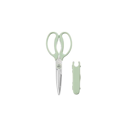 Plus Kitchen Scissors, Multi-functional (Peeling, Corkscrew, Lid Opener, Knife) Dishwasher Safe, Stress-Free Cutting, FitCut Curve, Pistachio Green SC-200SWM 35-708