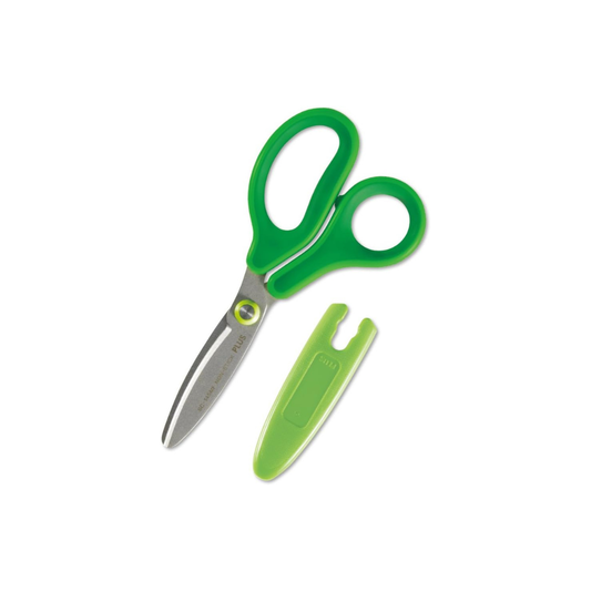 Plus Fit Cut Curve Jr Scissors for Children, Fluorine-coated Adhesive Tape, Non-sticky, SC-145MF Green 34-672