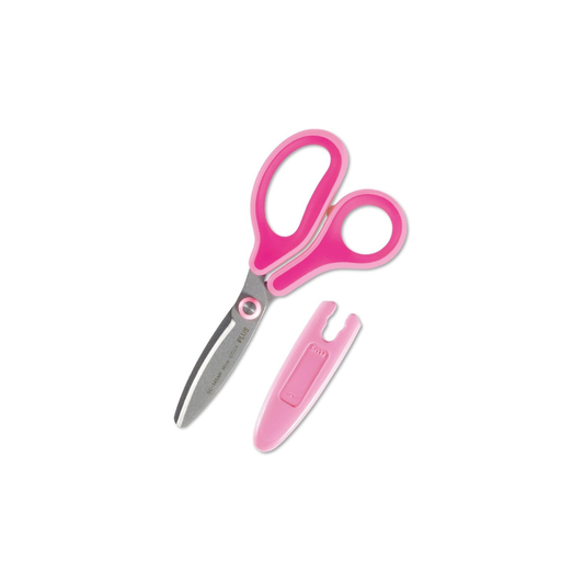 PLUS  Fit Cut CURVE Jr Scissors for Children, Fluorine-coated Adhesive Tape, Non-sticky, Pink, SC-145MF 34-671