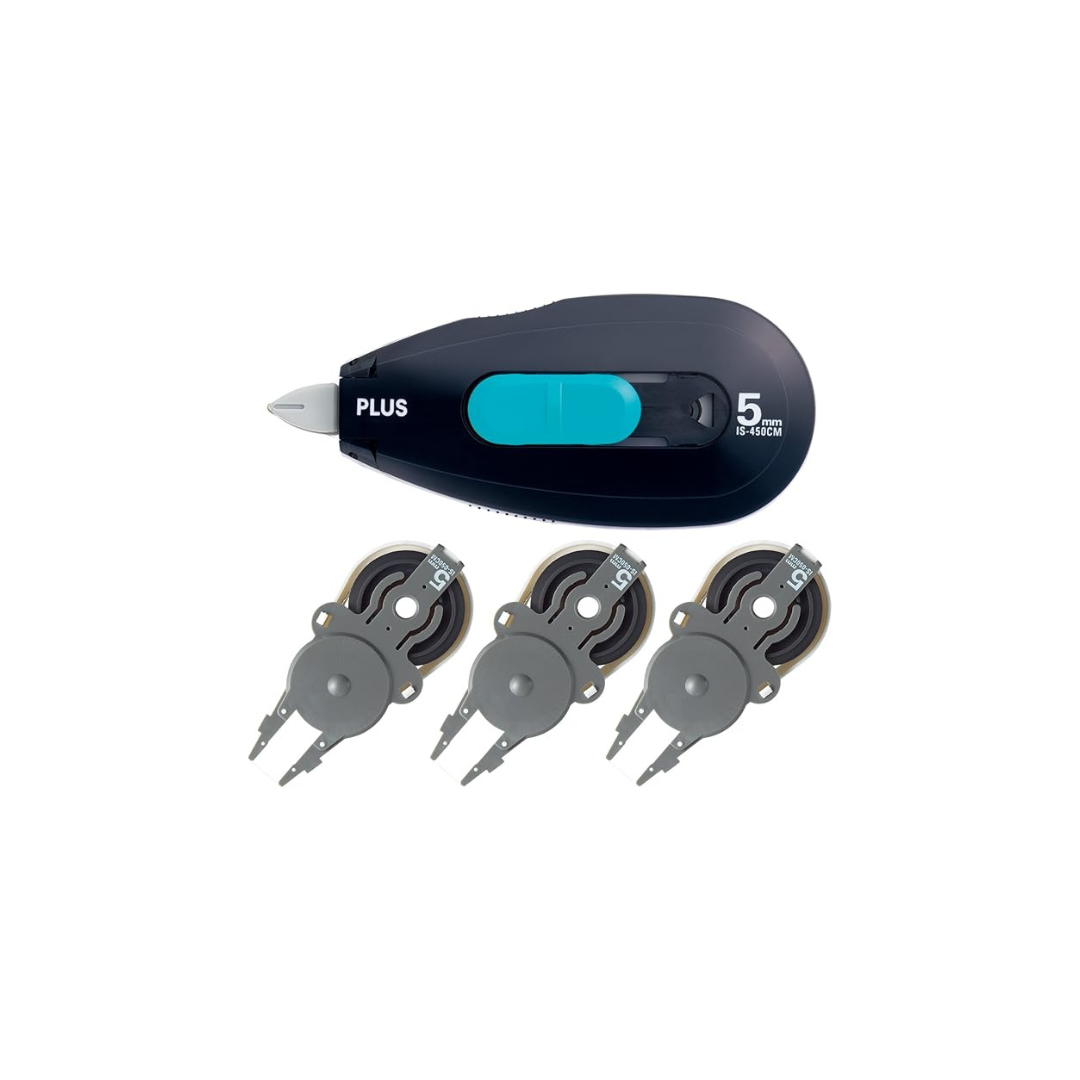 Plus Personal Information Protection Tape 1-Line Eraser Tape Navy Main Unit + Replacement Tape 3-Pack 37257+37276×3