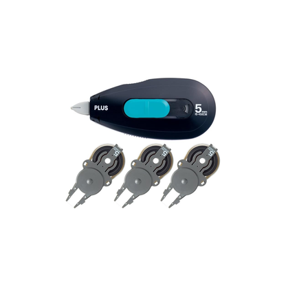 Plus Personal Information Protection Tape 1-Line Eraser Tape Navy Main Unit + Replacement Tape 3-Pack 37257+37276×3