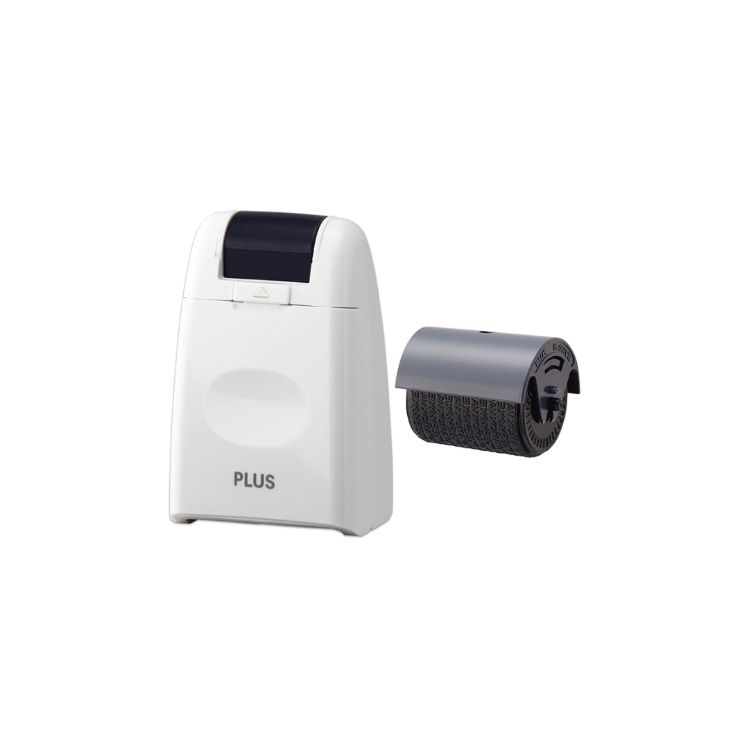 Plus Keshipon Stamp Roller for Protecting Personal Information, White, 37-645 + Dedicated Ink Cartridge 1-pack, 37-299