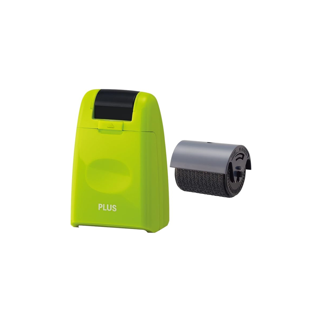 Plus Keshipon Stamp Roller for Protecting Personal Information, Green, 37-646+Dedicated Ink Cartridge 1pc, 37-299