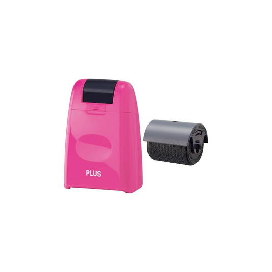 Plus Personal Information Protection Stamp Roller Keshipon, Pink, 37-648 + Dedicated Ink Cartridge 1 Piece, 37-299