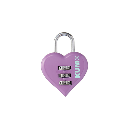 RAYMAY Fujii KM1148V KUM Heart-Shaped 3-Digit Combination Padlock, Purple