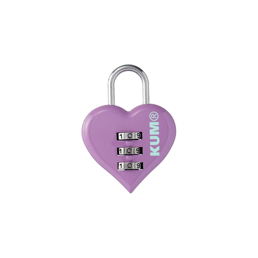 RAYMAY Fujii KM1148V KUM Heart-Shaped 3-Digit Combination Padlock, Purple