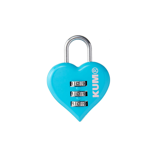 RAYMAY Fujii KM1148A KUM Heart Shape 3 Digit Padlock, Blue