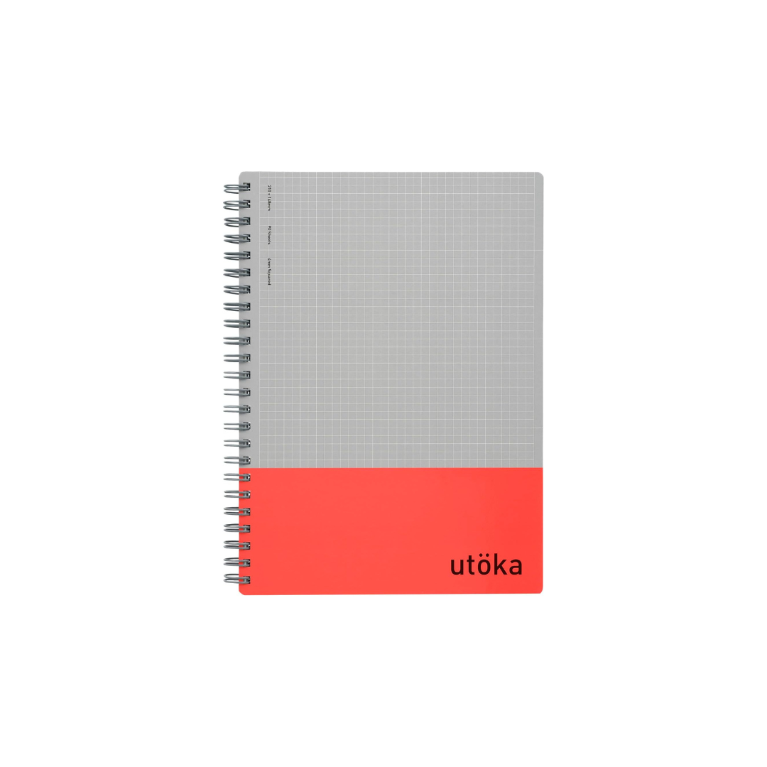 Maruman N460-01 Notebook, Ring Notebook, Utoka A5, 0.2 inch (4 mm) Graph Rule, Red