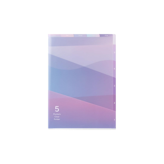 Midori 35578006 Clear File 5 Pocket Clear Holder A4 Gradient Pattern Purple A