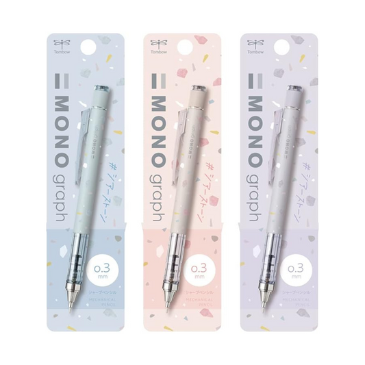 Tombow DCD-332XAZ Mono Mechanical Pencil, Monograph, 0.3mm, Seerstone Pattern, Assorted, Set of 3