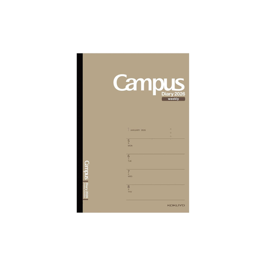 Kokuyo 2026 Campus Diary, Weekly Horizontal Left A5, Brown, Ni-CWHS-A5-26, Starts from January 2026