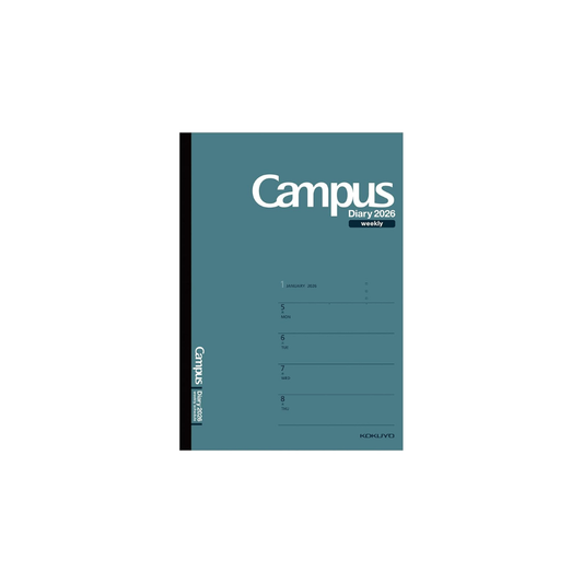 Kokuyo 2026 Campus Diary Weekly Horizontal Left A5 Dark Green NI-CWHDG-A5-26 Starts from January 2026