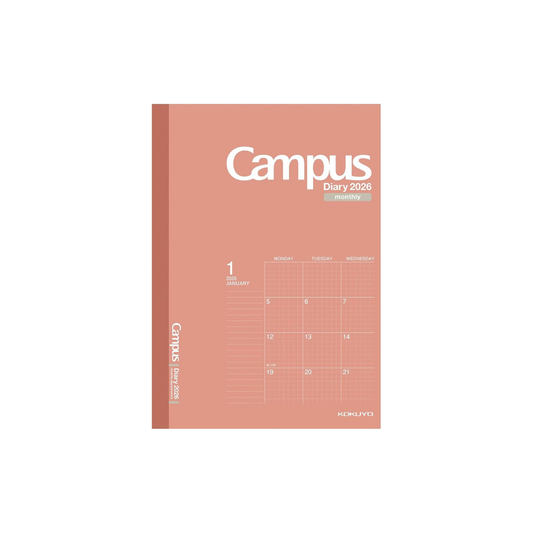 Kokuyo 2026 Campus Diary Monthly Block Graph Ruled A5 Red - CMSR-A5-26 Starts from December 2025
