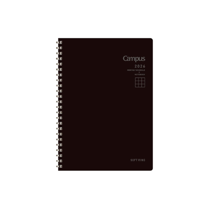 Kokuyo 2026 Campus Soft Ring Diary Monthly Block B6 Black NI-SMND-B6-26 Starts from December 2025