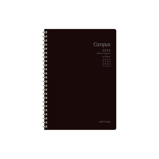 Kokuyo 2026 Campus Soft Ring Diary Monthly Block B6 Black NI-SMND-B6-26 Starts from December 2025