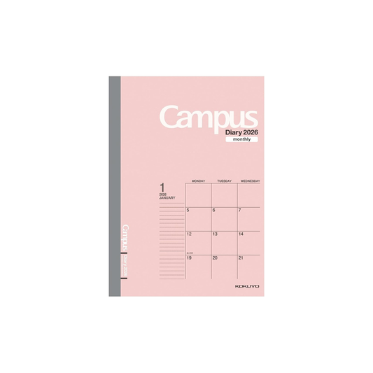 Kokuyo 2026 Campus Diary Monthly Block Standard, A5 Pink, Ni-CMP-A5-26, Starts from December 2025