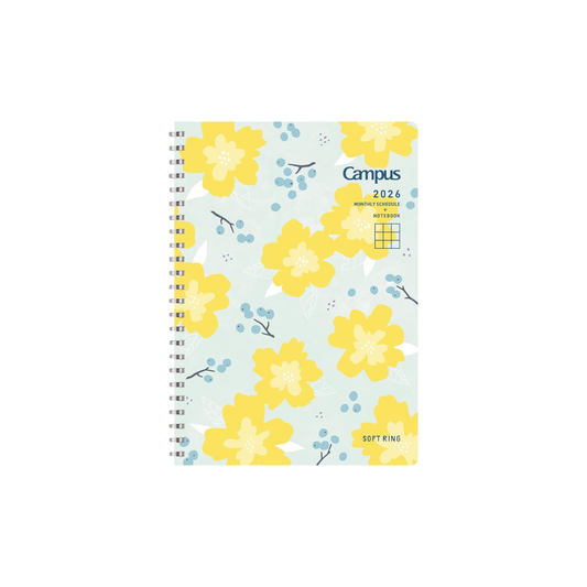 Kokuyo 2026 Campus Soft Ring Diary Monthly Block B6 Flower Pattern NI-SMNL1-B6-26 Starts from December 2025