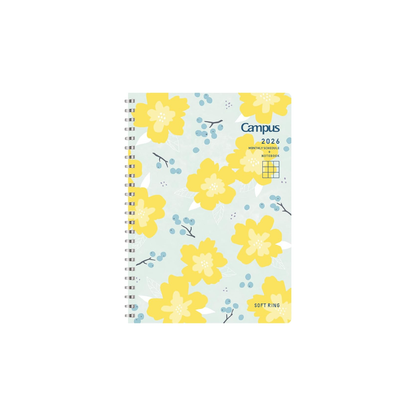 Kokuyo 2026 Campus Soft Ring Diary Monthly Block A5 Flower Pattern NI-SMNL1-A5-26 Starting from December 2025