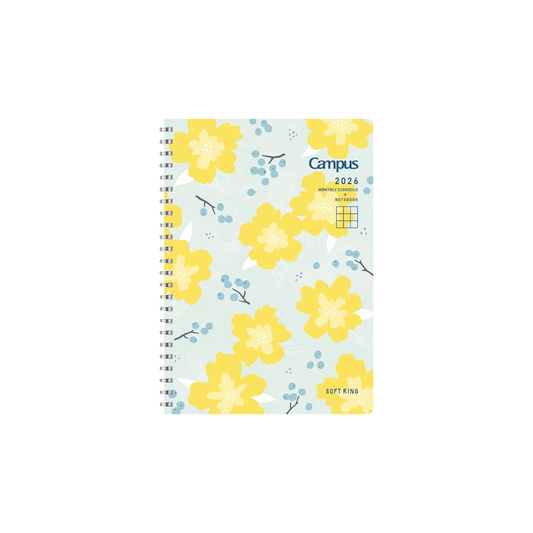 Kokuyo 2026 Campus Soft Ring Diary Monthly Block A5 Flower Pattern NI-SMNL1-A5-26 Starting from December 2025