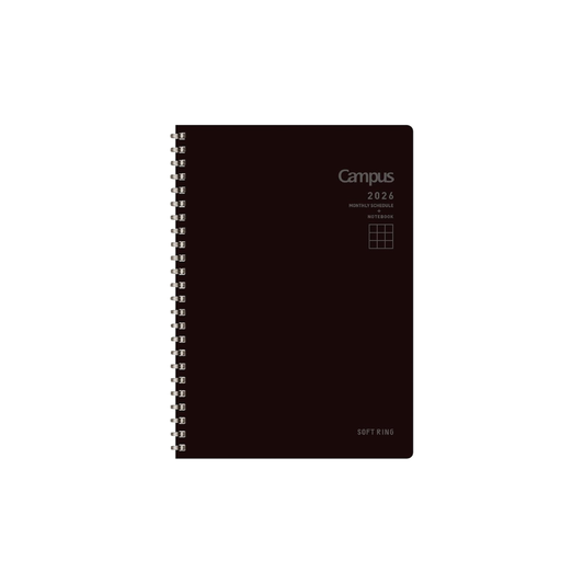 Kokuyo 2026 Campus Soft Ring Diary Monthly Block A5 Black NI-SMND-A5-26 Starts from December 2025