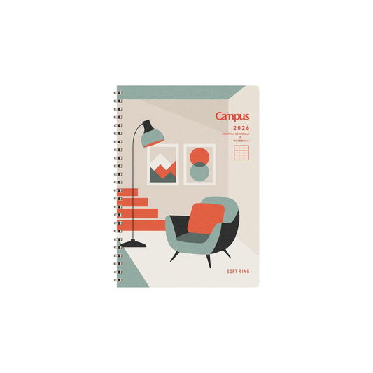 Kokuyo 2026 Campus Soft Ring Diary Monthly Block B6 Interior Pattern NI-SMNL2-B6-26 Starts from December 2025