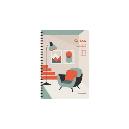 Kokuyo 2026 Campus Soft Ring Diary Monthly Block A5 Interior Pattern NI-SMNL2-A5-26 Starting from December 2025