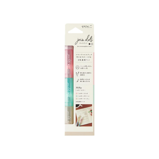 Midori 38137006 Joint Dots 3-Color Link, Milky Rollerball Pen,