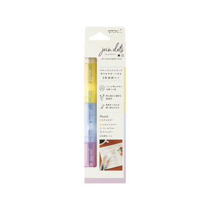 Midori Joint Dots 38136006 Rollerball Pen, 3-Color Connection, Pastel