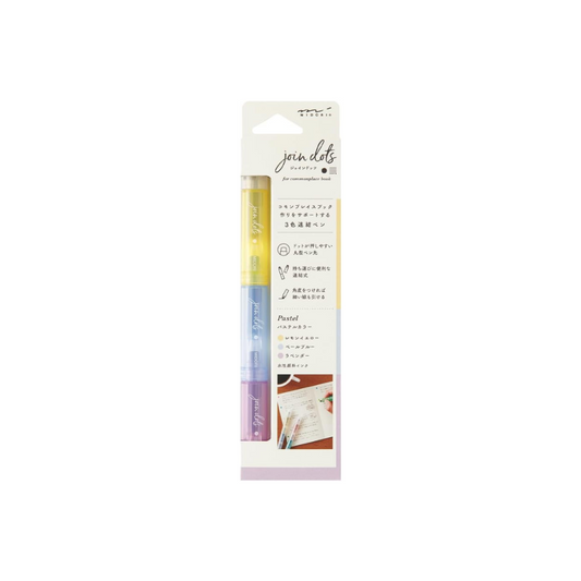 Midori Joint Dots 38136006 Rollerball Pen, 3-Color Connection, Pastel