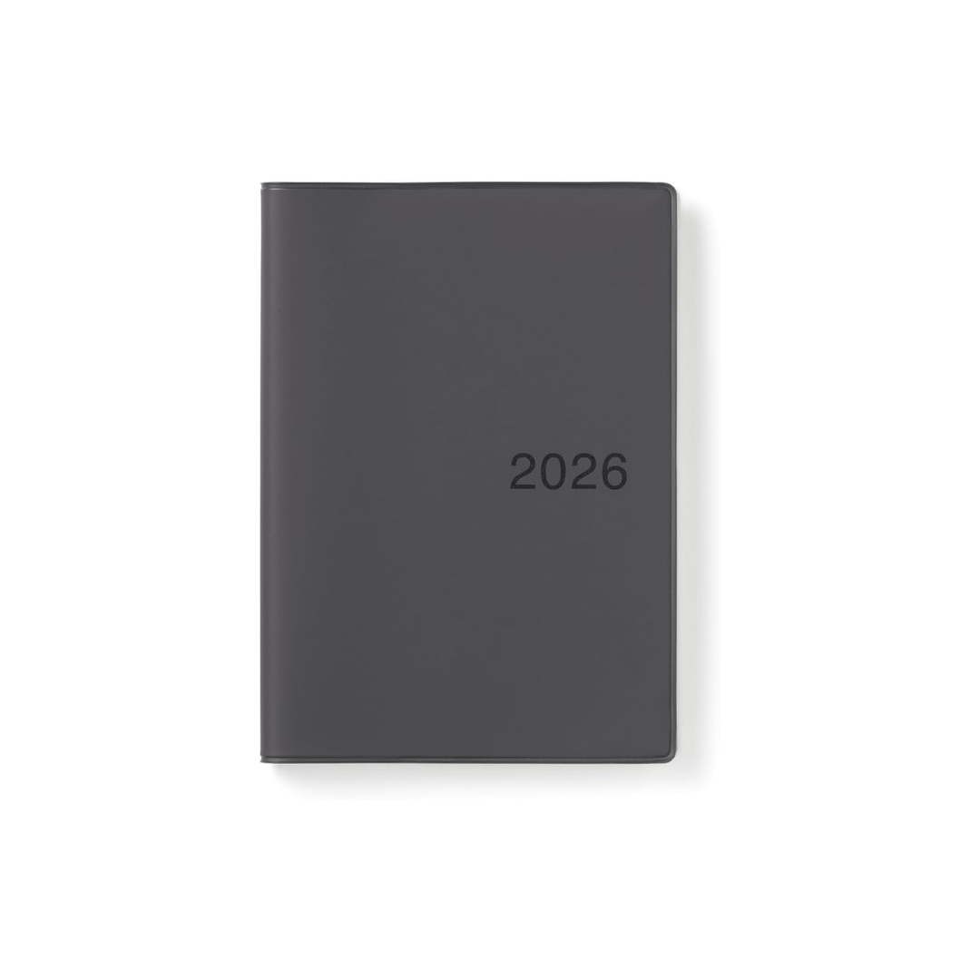 MUJI 84854262 Notebook, 2026, A6, Monthly / Weekly Schedule Book, Starts December 2025, A6, Dark Gray