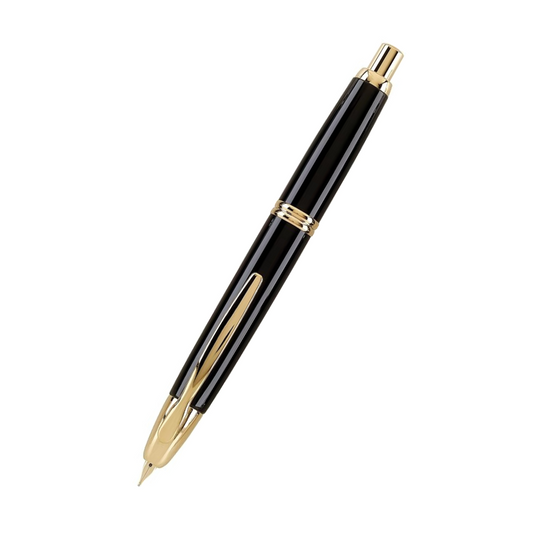 Pilot Vanishing Point Collection Retractable Fountain Pen, Black with Gold Accents, Blue Ink, Medium Nib (60265)