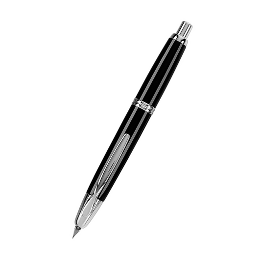 Pilot Vanishing Point Collection Retractable Fountain Pen, Black with Rhodium Accents, Blue Ink, Broad Nib (60342)