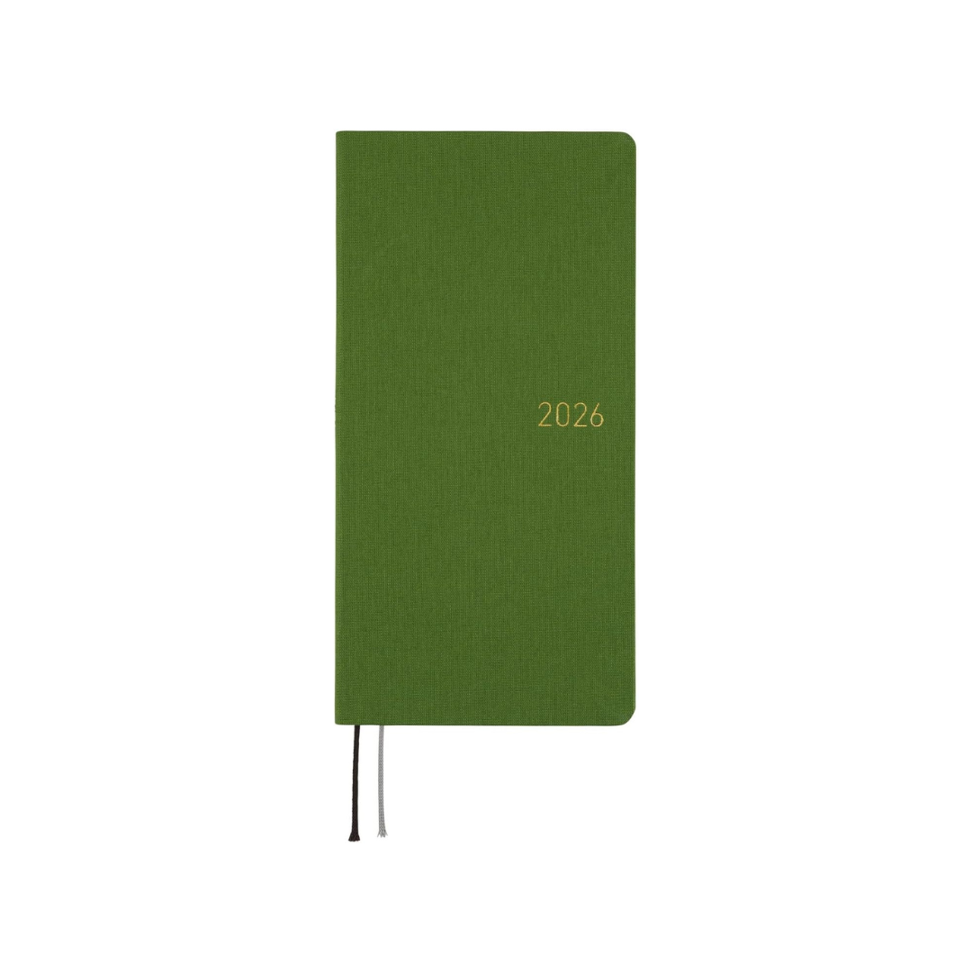 HOBONICHI  Notebook, 2026 Weeks, English Edition, Colors/Antique Green, Starts from January, Weekly Notebook, Weekly Lift, Slim and