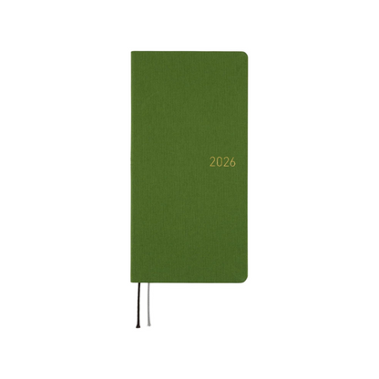 HOBONICHI  Notebook, 2026 Weeks, English Edition, Colors/Antique Green, Starts from January, Weekly Notebook, Weekly Lift, Slim and